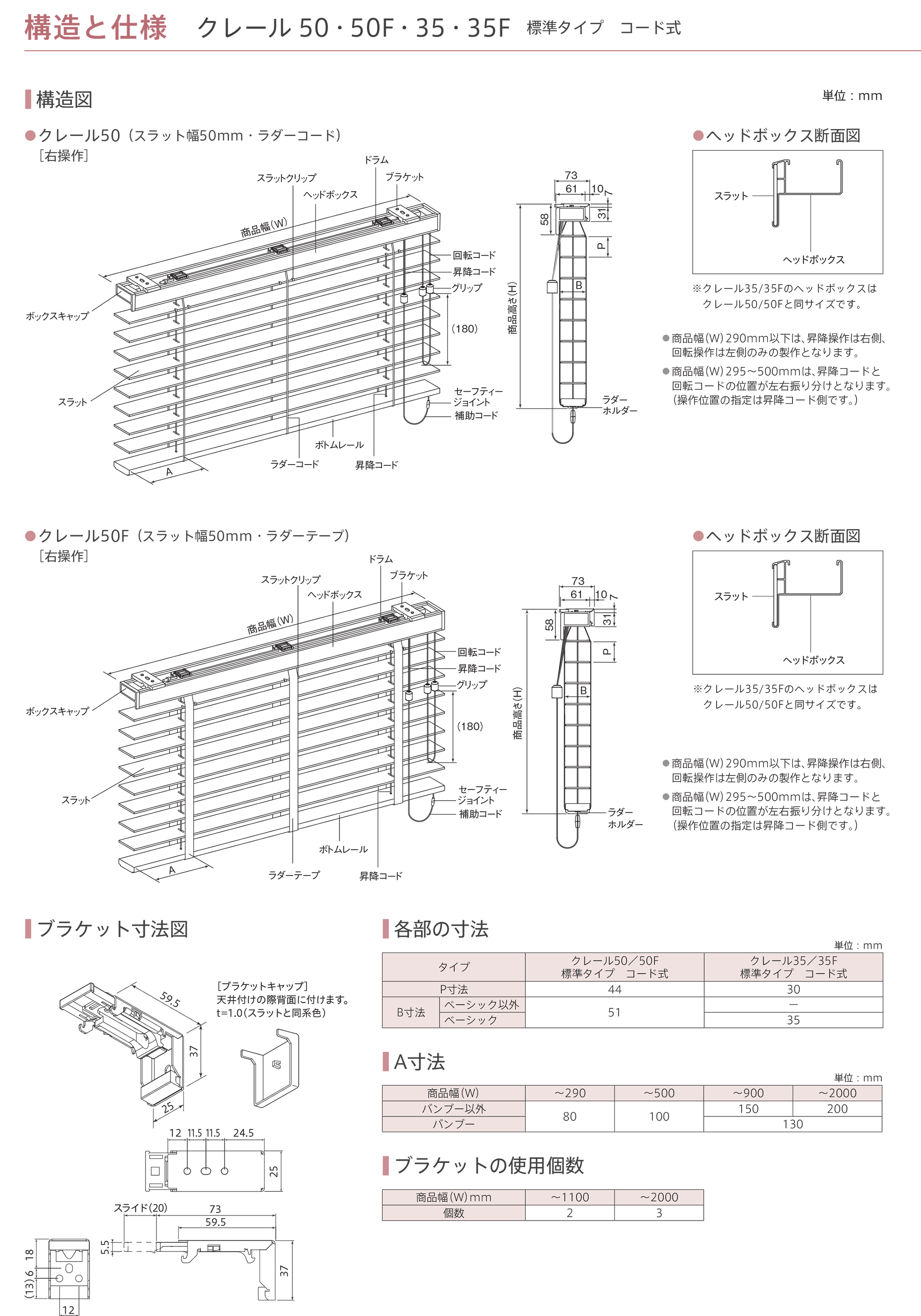 木製ブラインド クレール50 ラダーコード コード式 クラフト グレイン